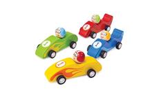 Bigjigs Toys Barevné dřevěné závodní auto 1ks 