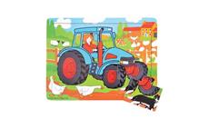 Bigjigs Toys Dřevěné puzzle traktor 9 dílků 