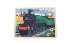 Bigjigs Toys Dřevěné puzzle historický vlak Flying Scotsman 35 dílků 